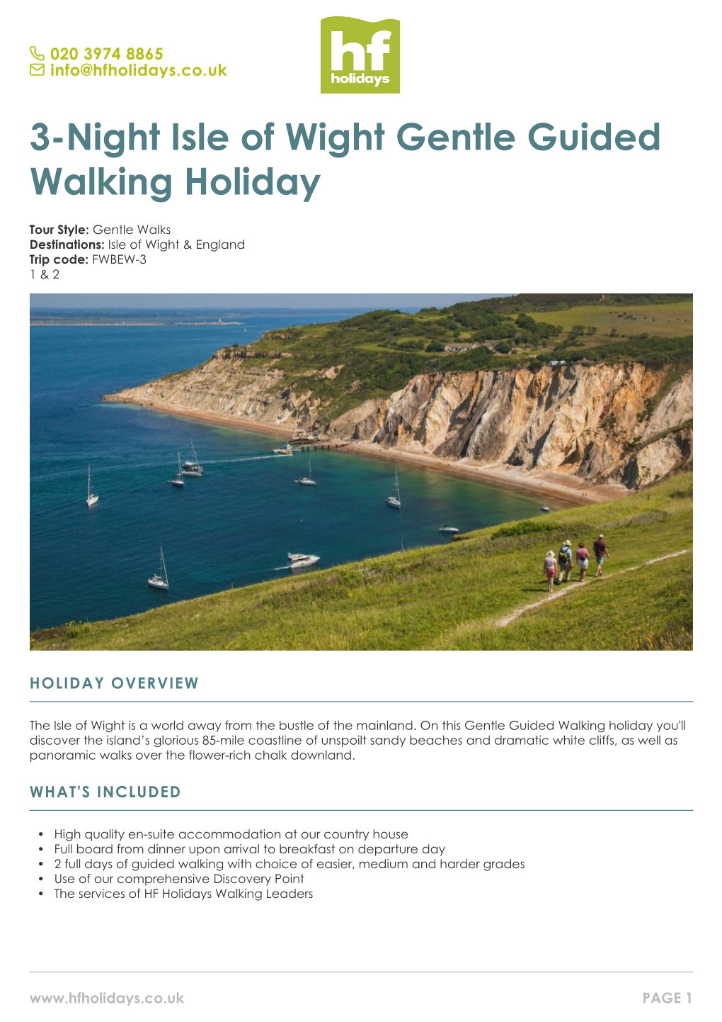 3-Night Isle of Wight Gentle Guided Walking Holiday