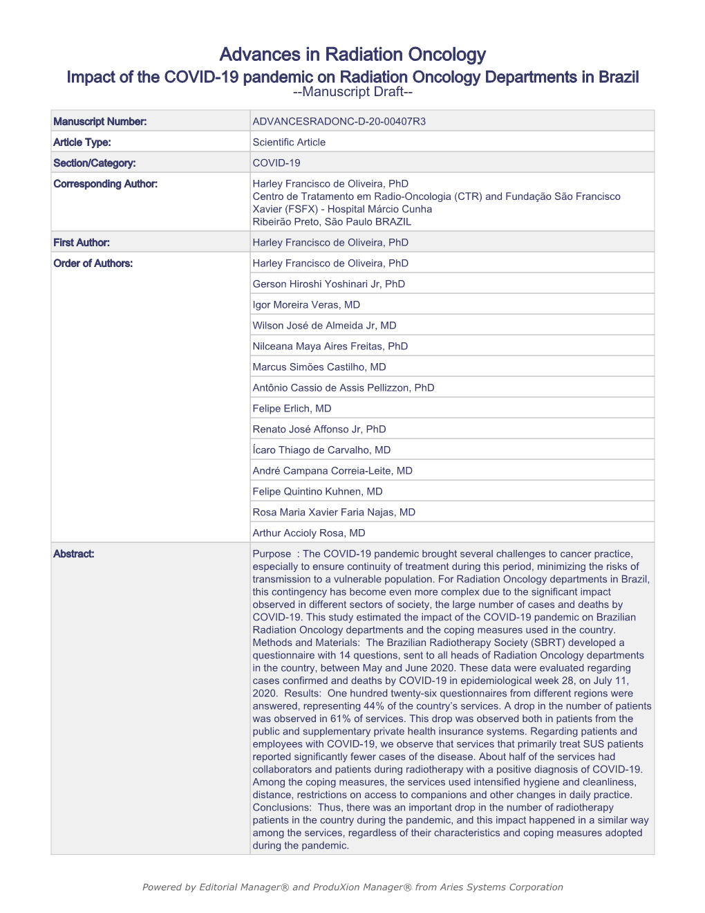 Advances in Radiation Oncology