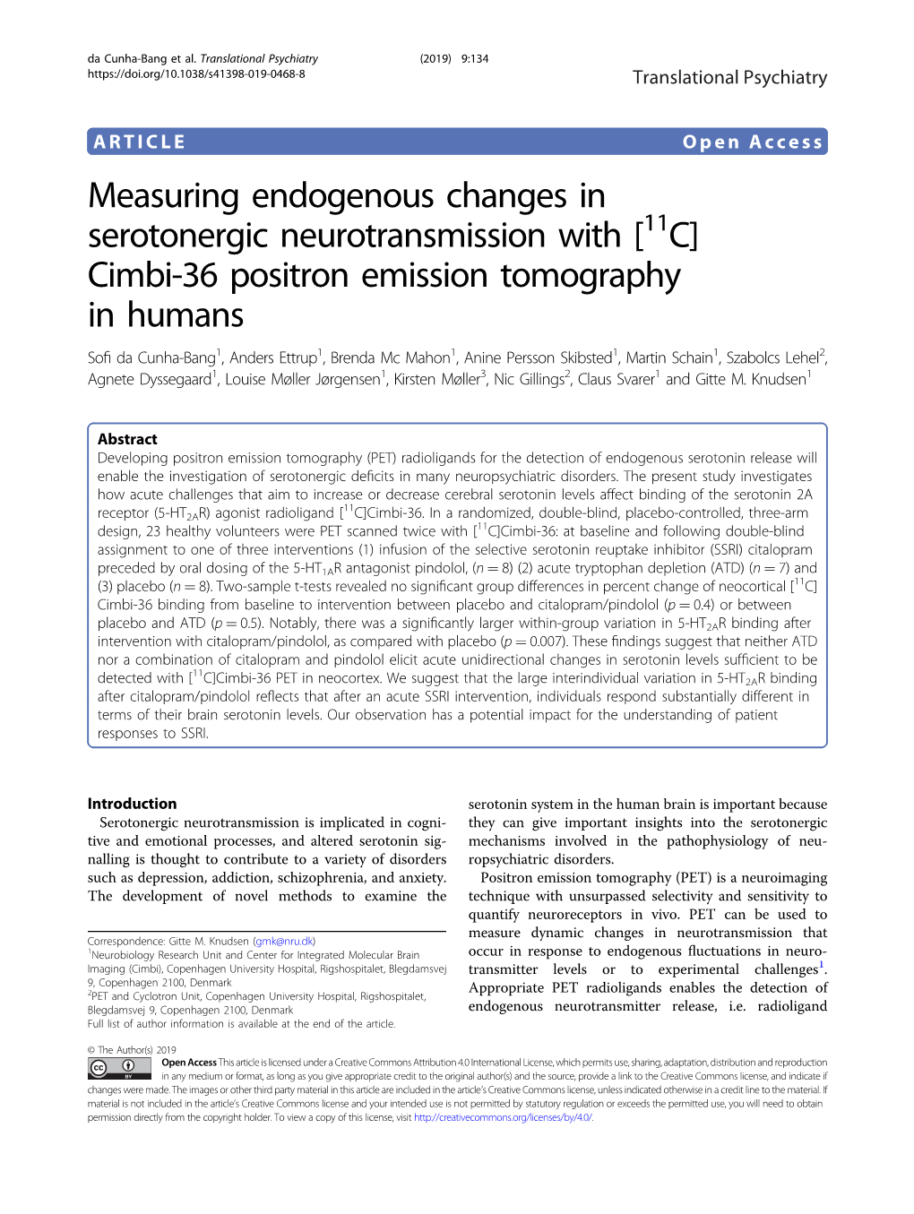 Measuring Endogenous Changes in Serotonergic Neurotransmission