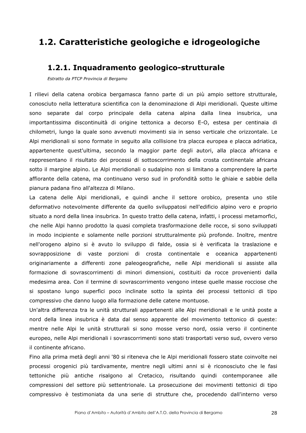 1.2. Caratteristiche Geologiche E Idrogeologiche