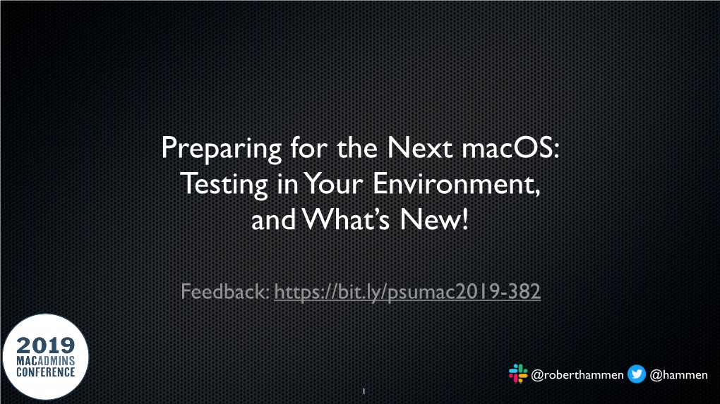 PSU 2019 Testing in Your Environment