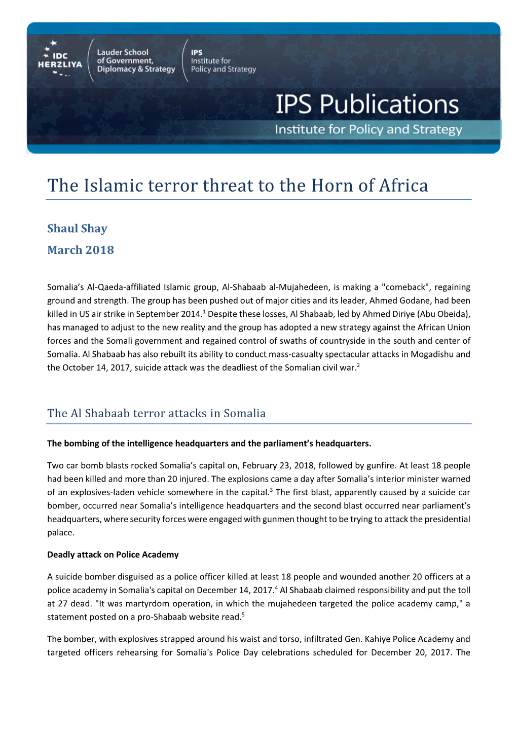 The Islamic Terror Threat to the Horn of Africa