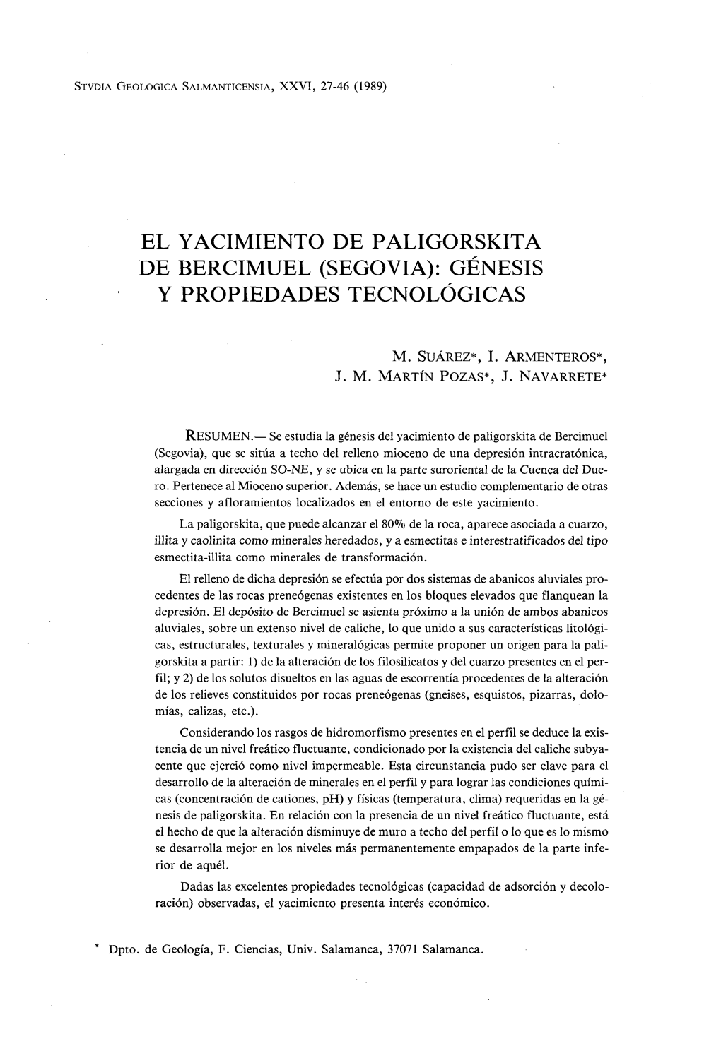 El Yacimiento De Paligorskita De Bercimuel (Segovia): Génesis Y Propiedades Tecnológicas
