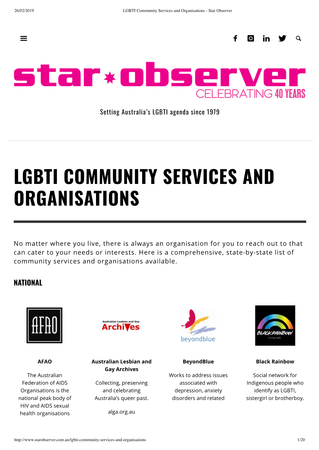 LGBTI Community Services and Organisations - Star Observer