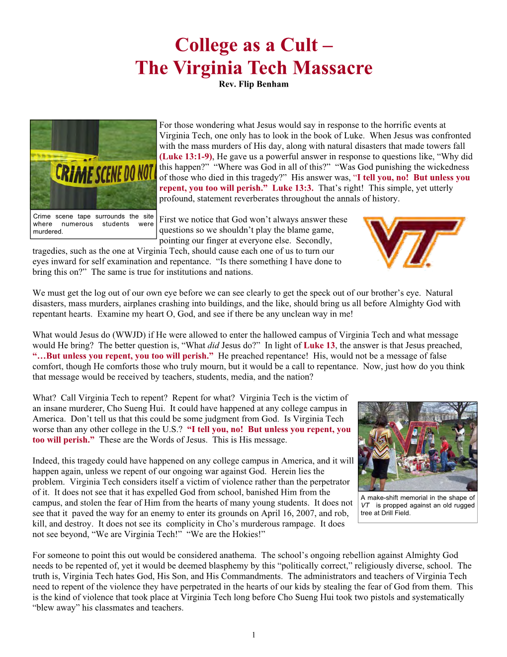 College As a Cult: the Virginia Tech Massacre
