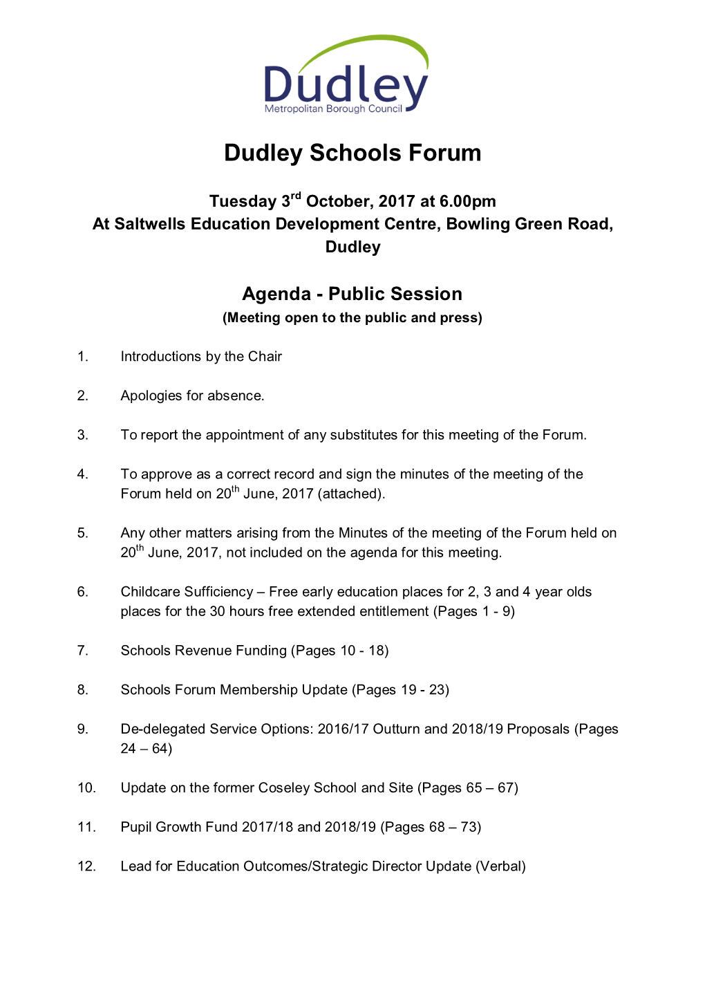 Dudley Schools Forum