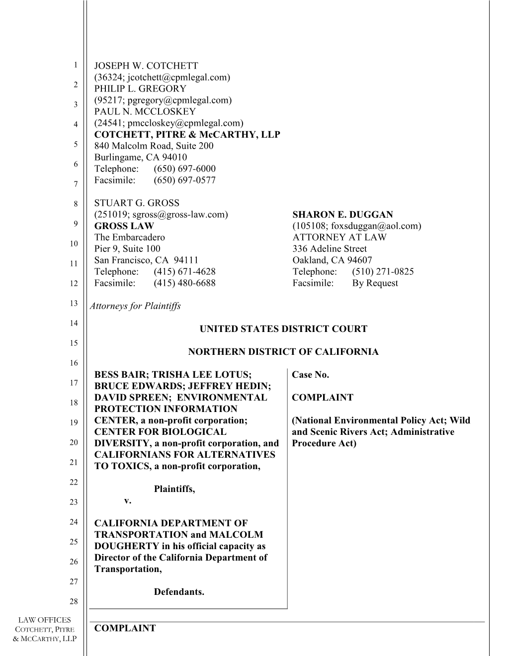 Richardson Grove Complaint