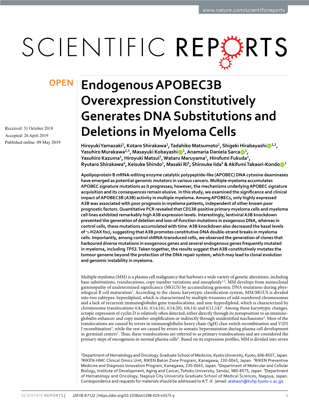 Endogenous APOBEC3B Overexpression Constitutively