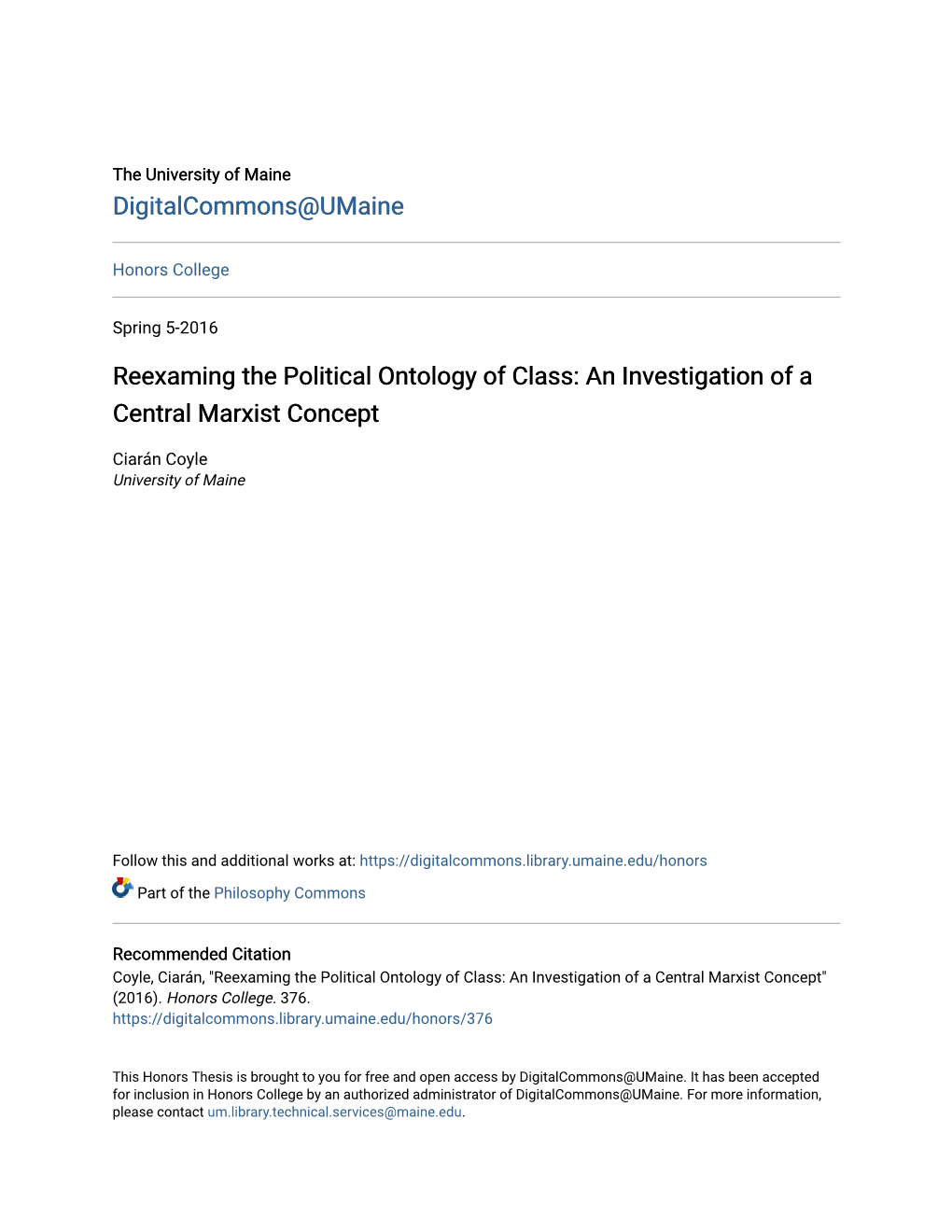 Reexaming the Political Ontology of Class: an Investigation of a Central Marxist Concept