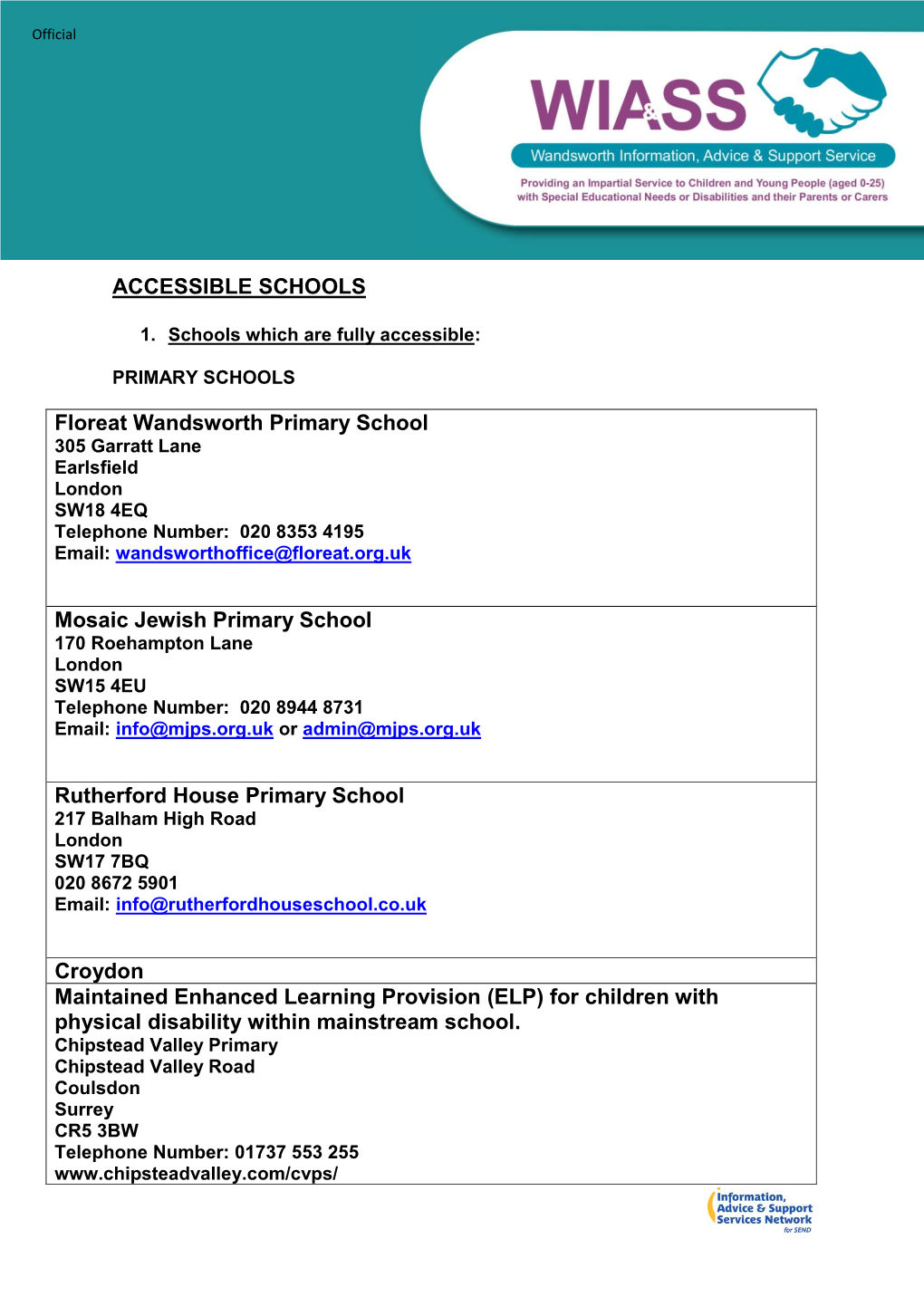 A List of Fully Accessible Schools