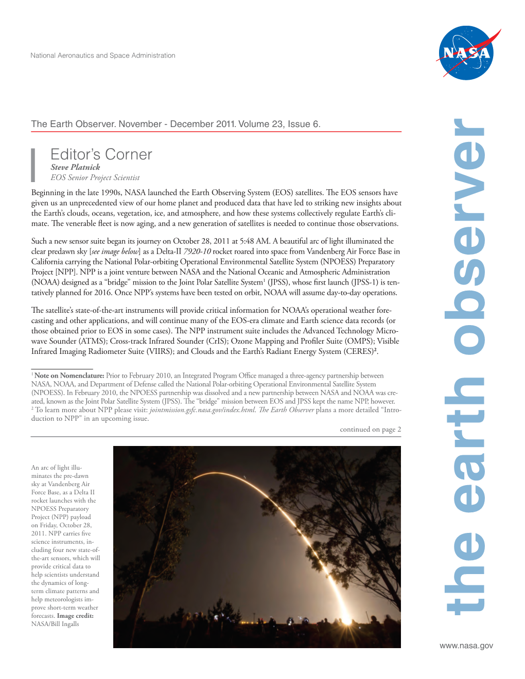 The Earth Observer November-December Volume 23, Issue 6