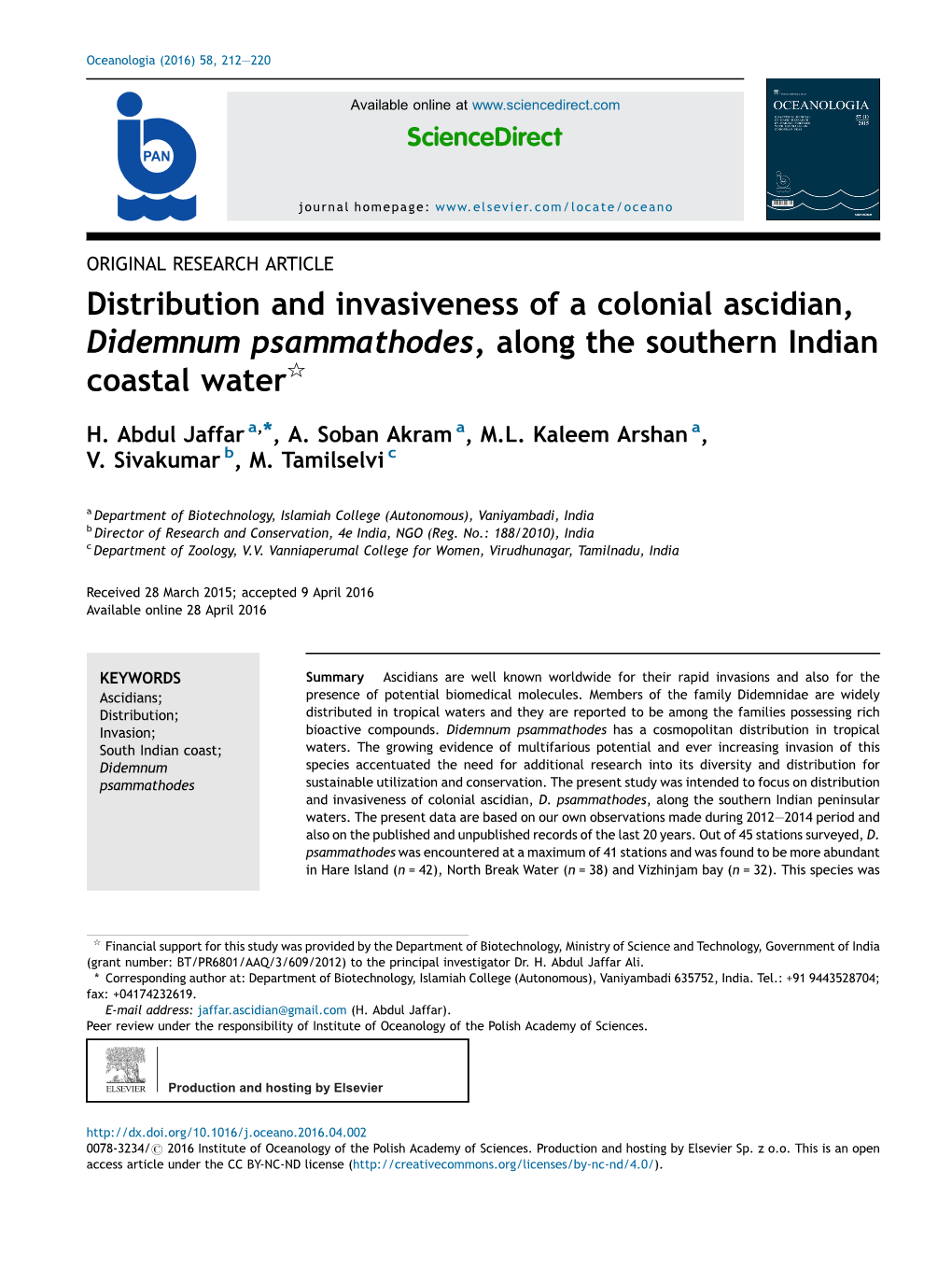 Distribution and Invasiveness of a Colonial Ascidian, Didemnum