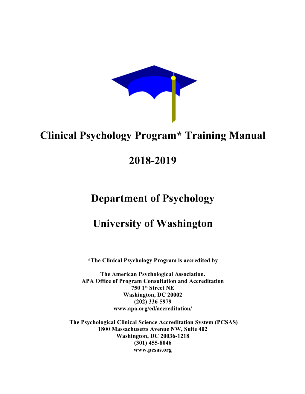Clinical Psychology Program* Training Manual 2018-2019