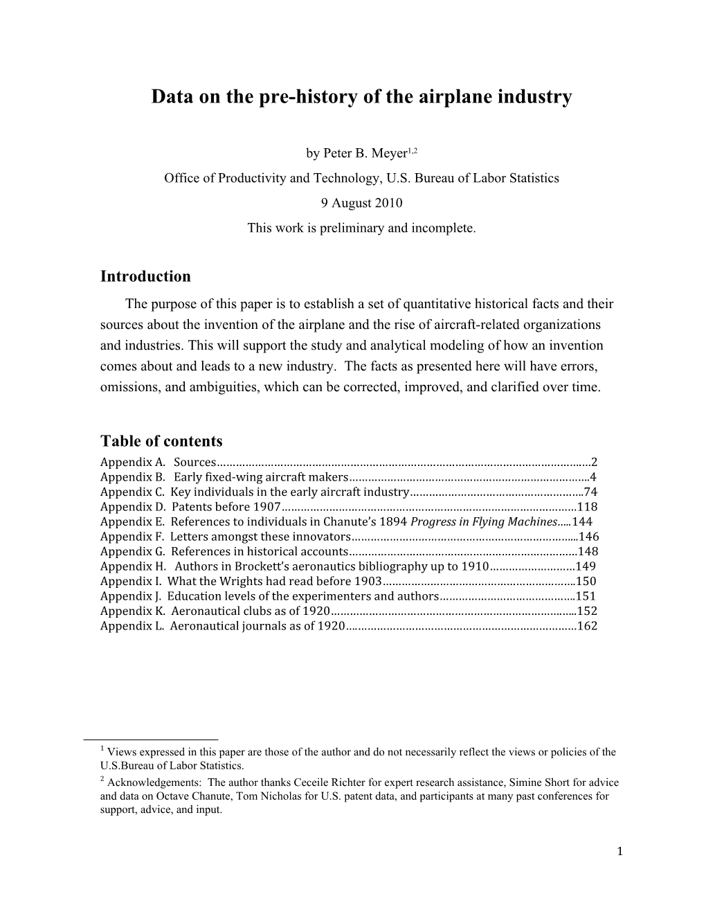 Some Data on the Invention of the Airplane and the New Airplane Industry