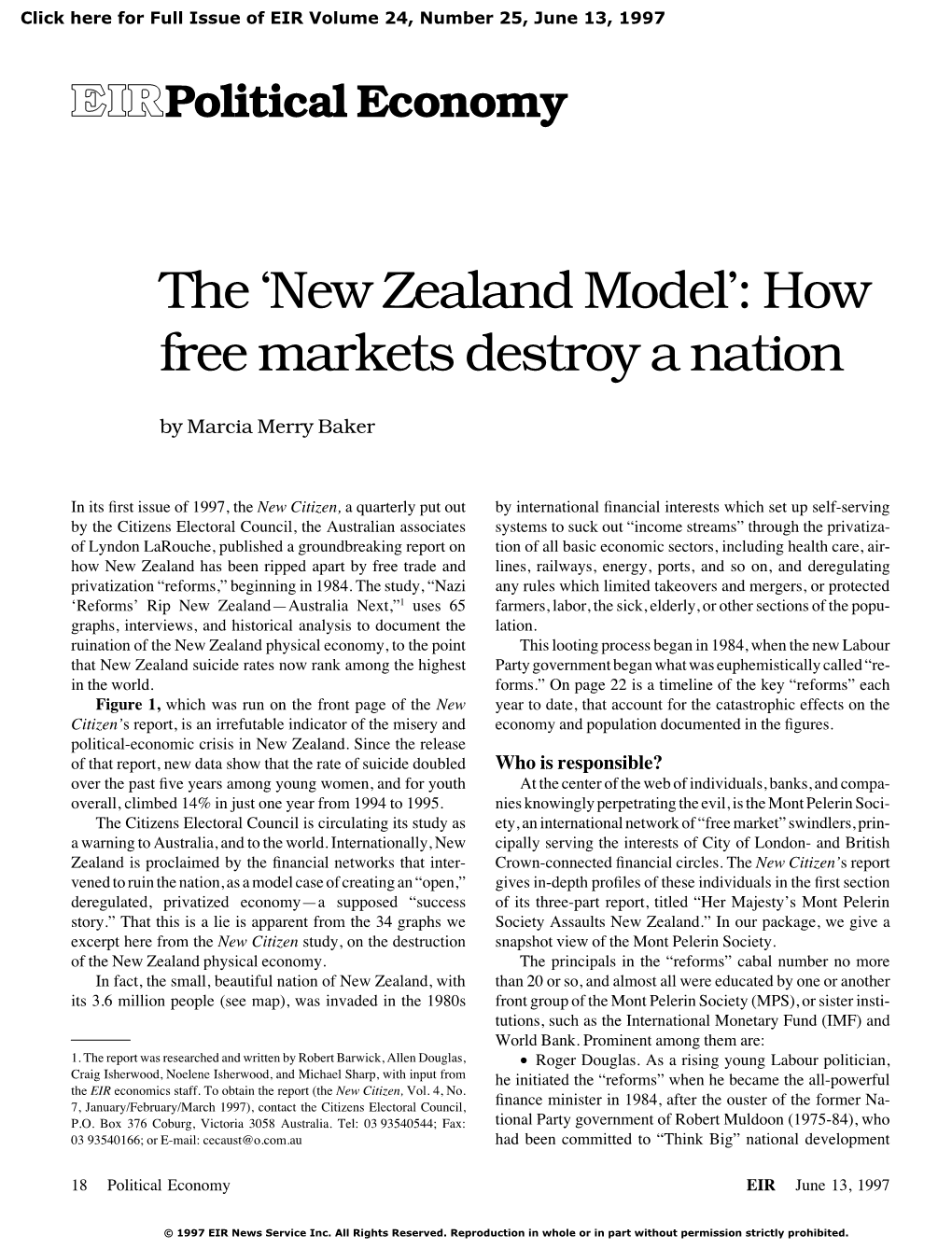 New Zealand Model’: How Free Markets Destroy a Nation