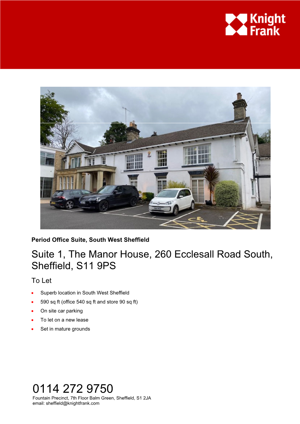 Suite 1, the Manor House, 260 Ecclesall Road South, Sheffield, S11 9PS to Let