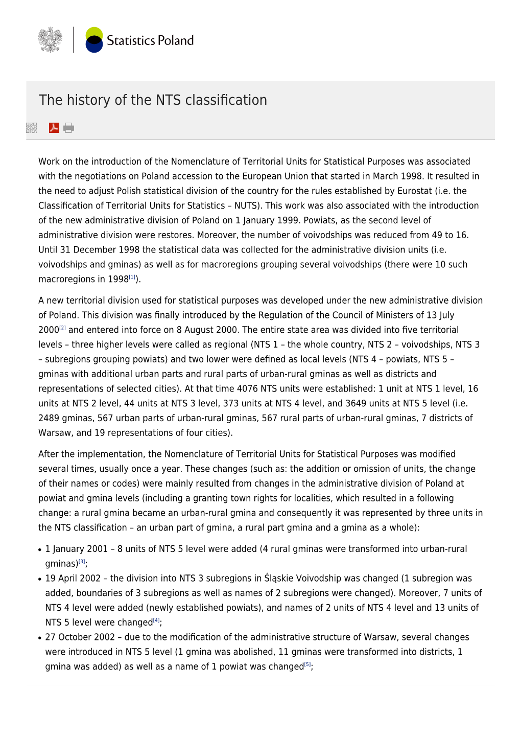 Statistics Poland / Regional Statistics / Classification of Territorial Units