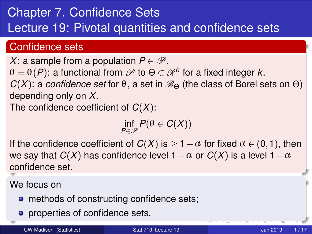 Stat 710: Mathematical Statistics Lecture 28