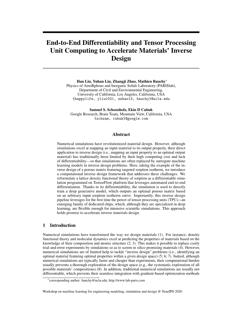 End-To-End Differentiability and Tensor Processing Unit Computing to Accelerate Materials’ Inverse Design