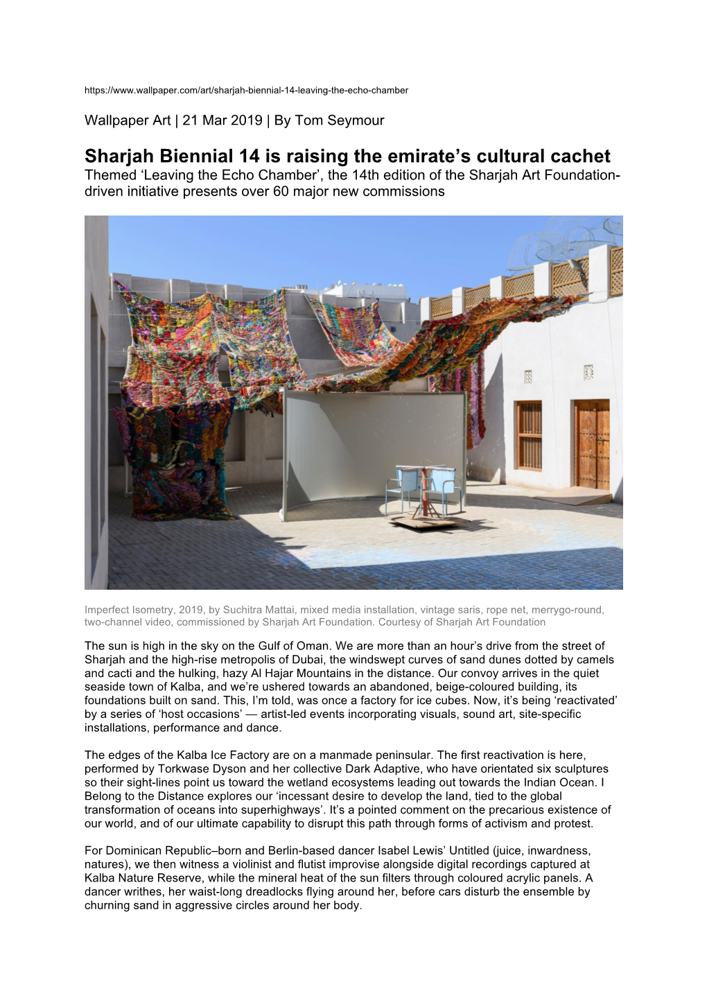 “Sharjah Biennial 14 Is Raising the Emirate's Cultural Cachet”, Tom