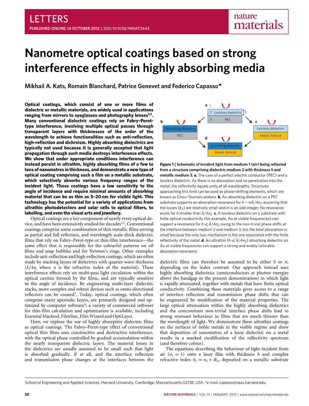 Nanometre Optical Coatings Based on Strong Interference Effects in Highly Absorbing Media