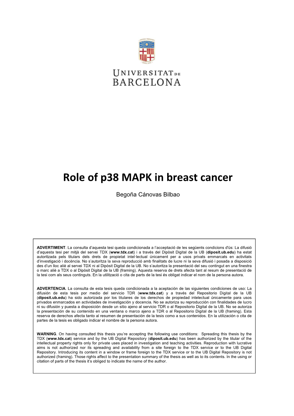 Role of P38 MAPK in Breast Cancer