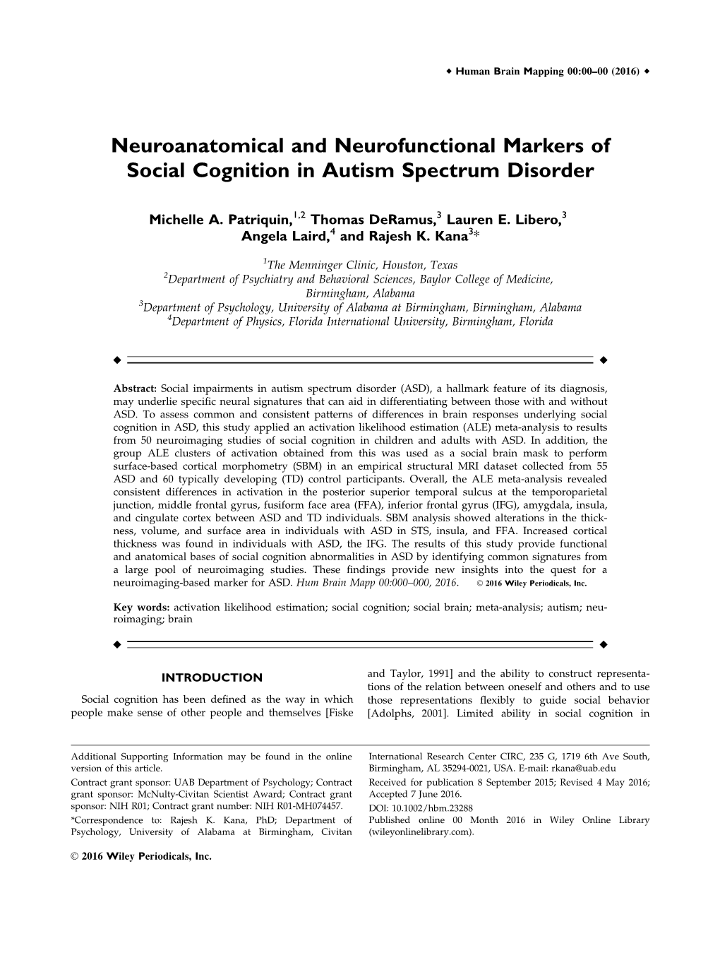 Neuroanatomical and Neurofunctional Markers of Social Cognition in Autism Spectrum Disorder