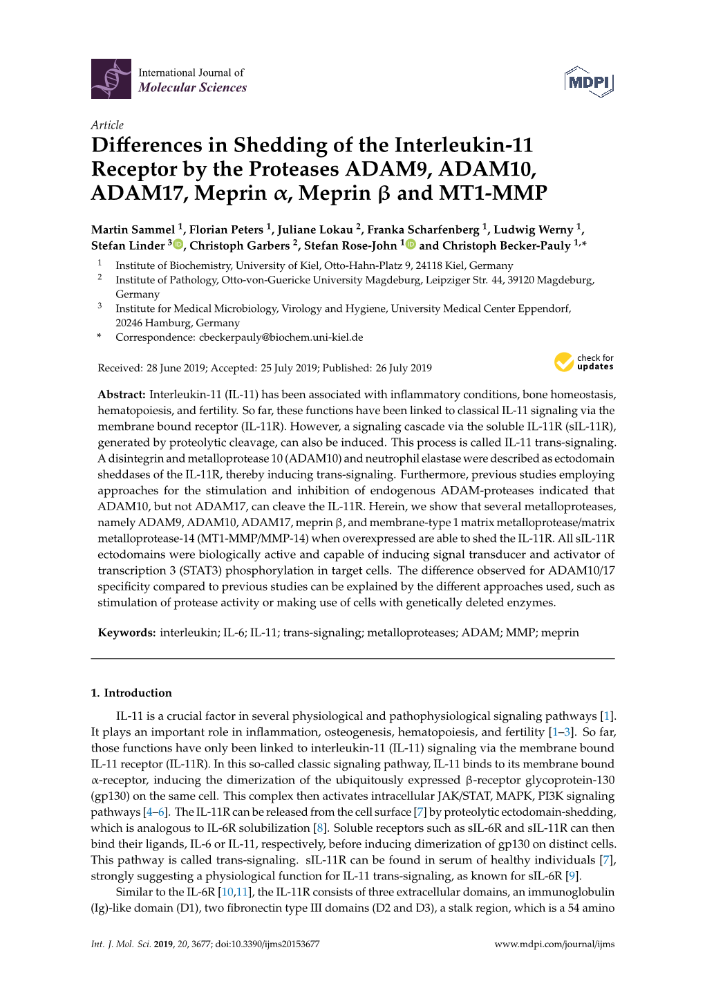 Differences in Shedding of the Interleukin-11 Receptor by The