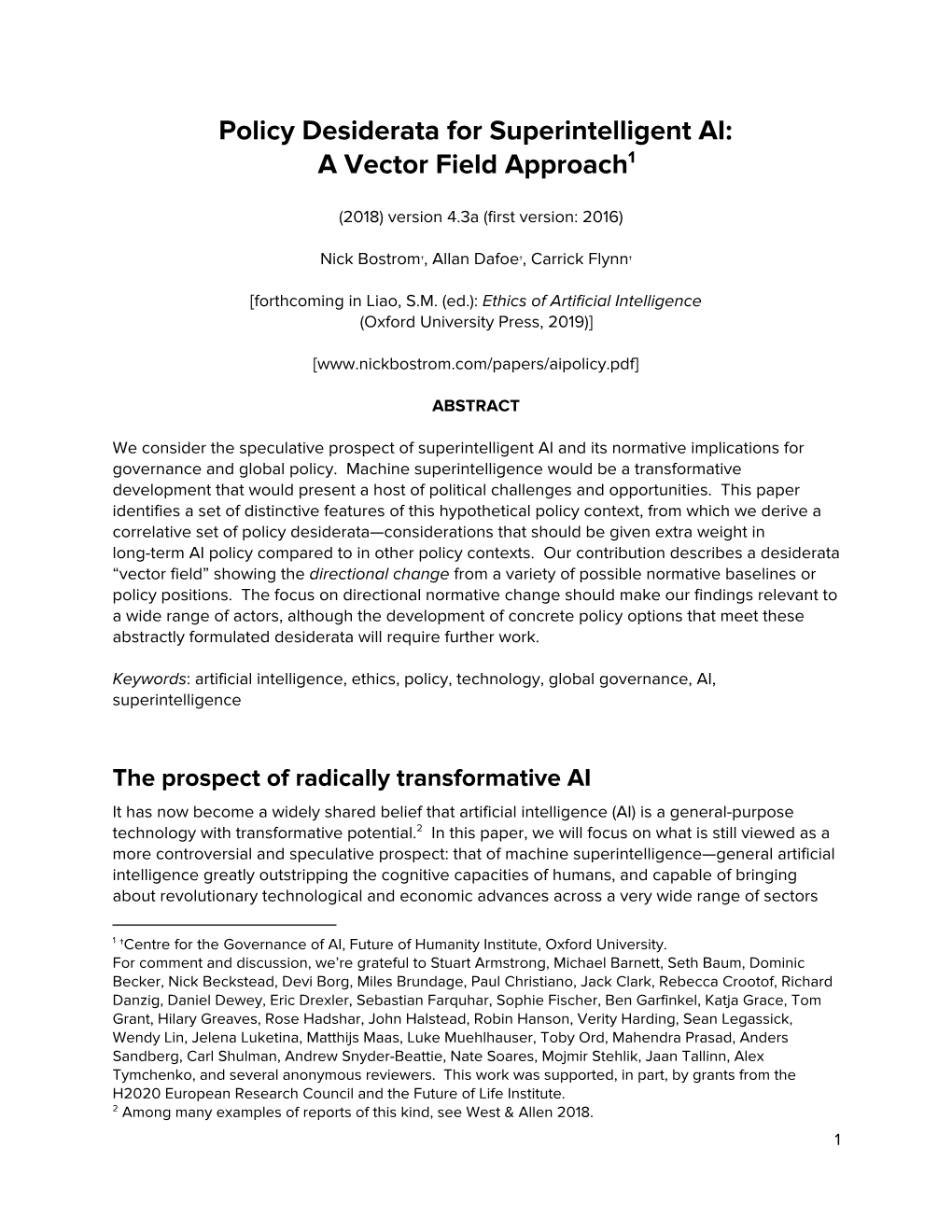 Policy Desiderata in the Development of Machine Superintelligence