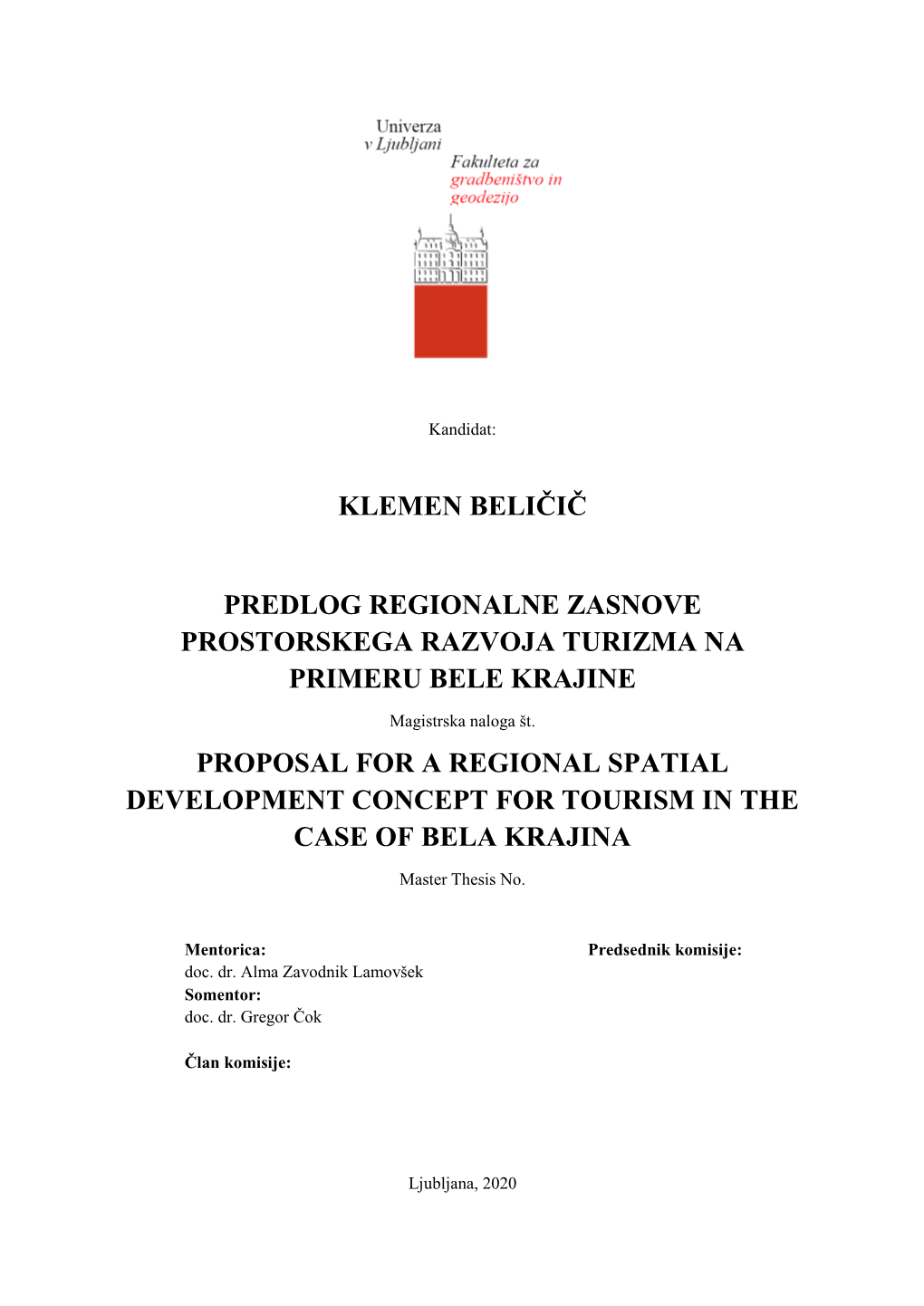 Klemen Beličič Predlog Regionalne Zasnove