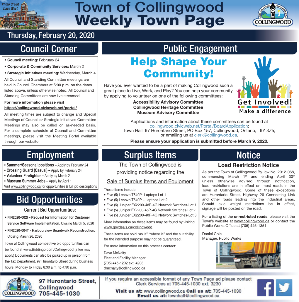 Weekly Town Page