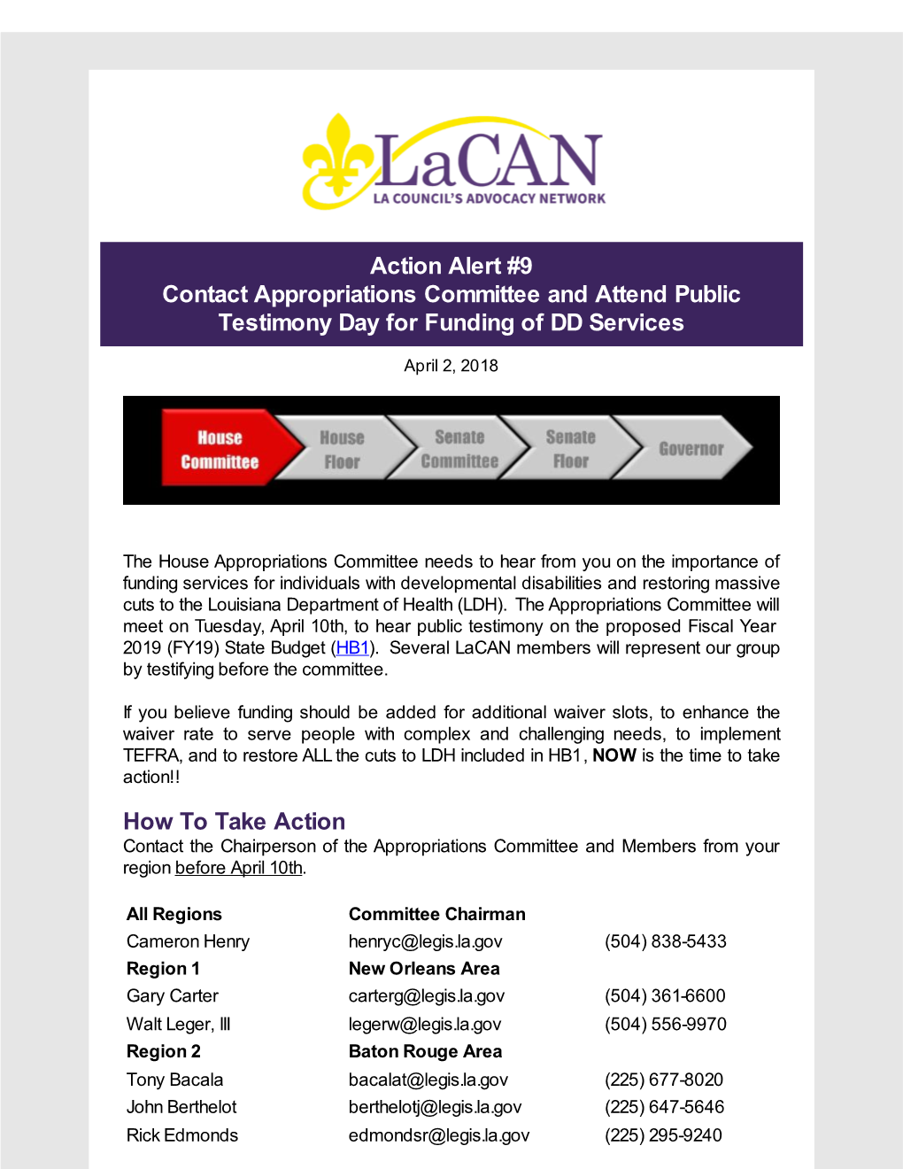 Action Alert #9 Contact Appropriations Committee and Attend Public Testimony Day for Funding of DD Services How to Take Action