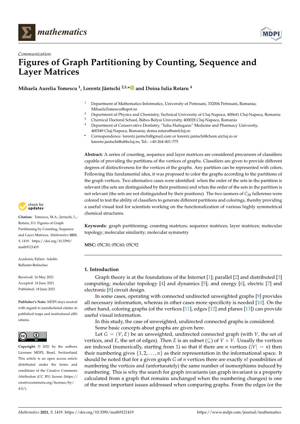 Figures of Graph Partitioning by Counting, Sequence and Layer Matrices