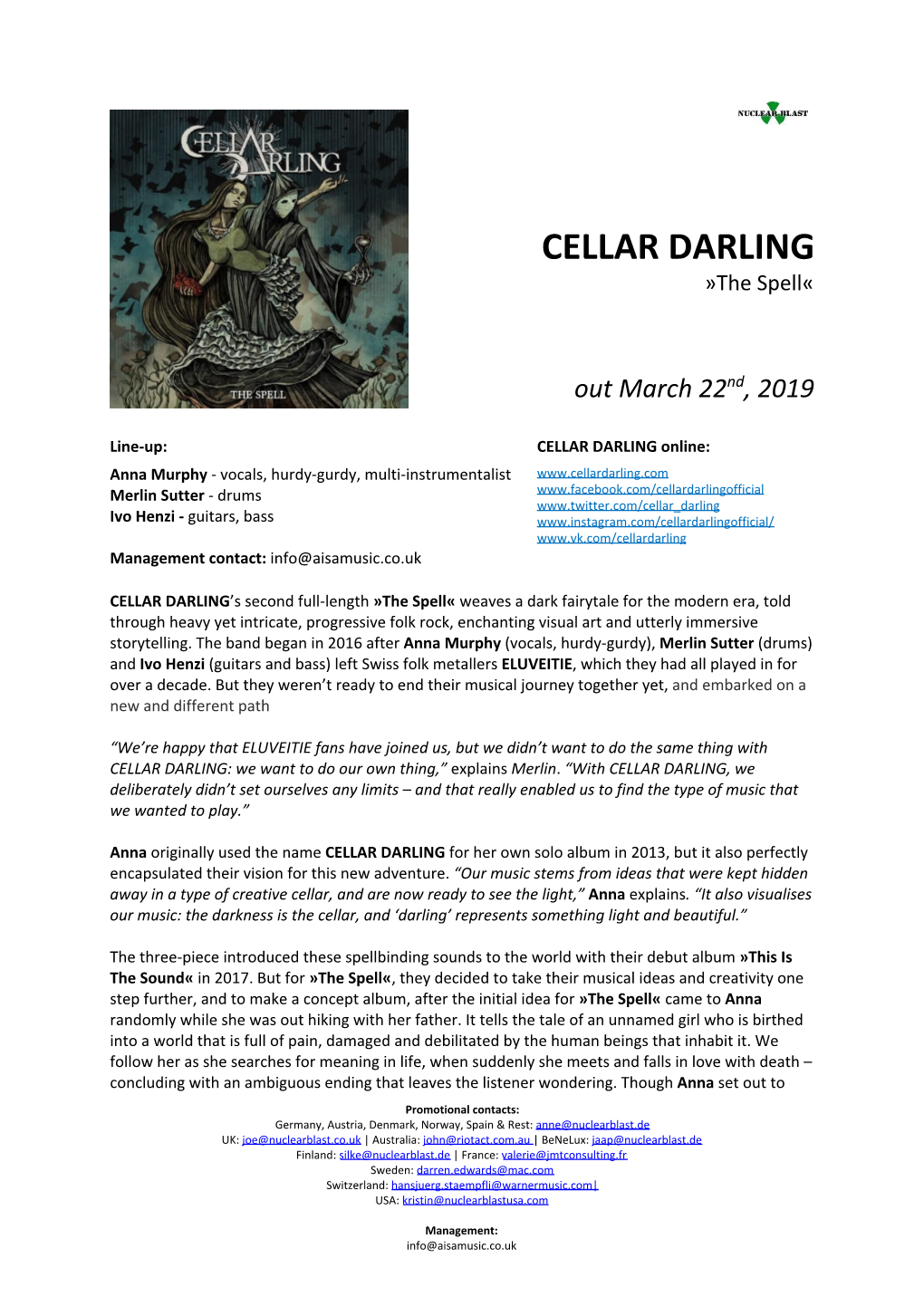 CELLAR DARLING »The Spell«