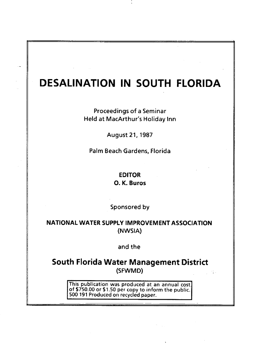 Desalination in South Florida