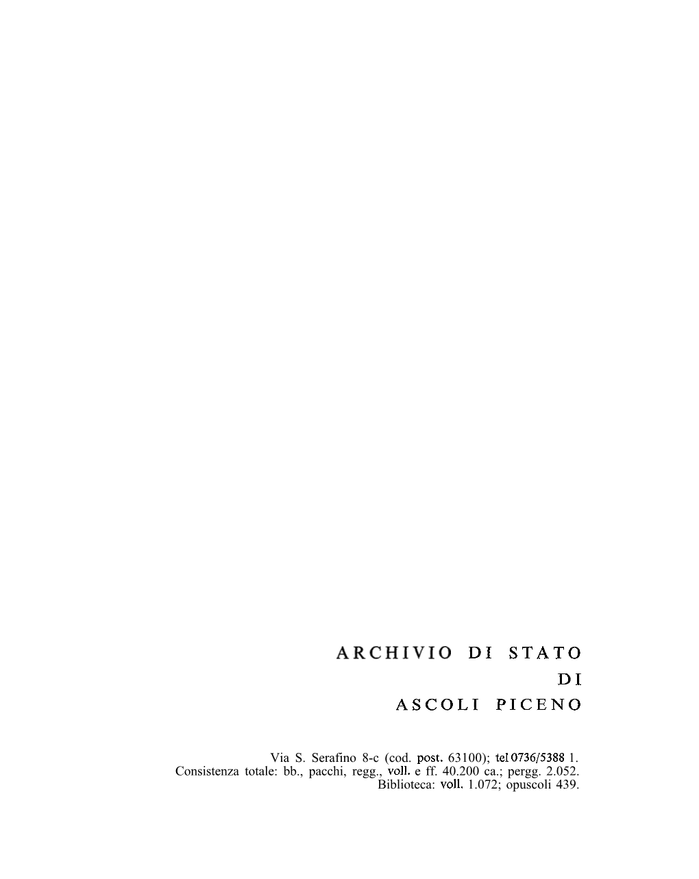 Archivio Di Stato Di Ascoli Piceno