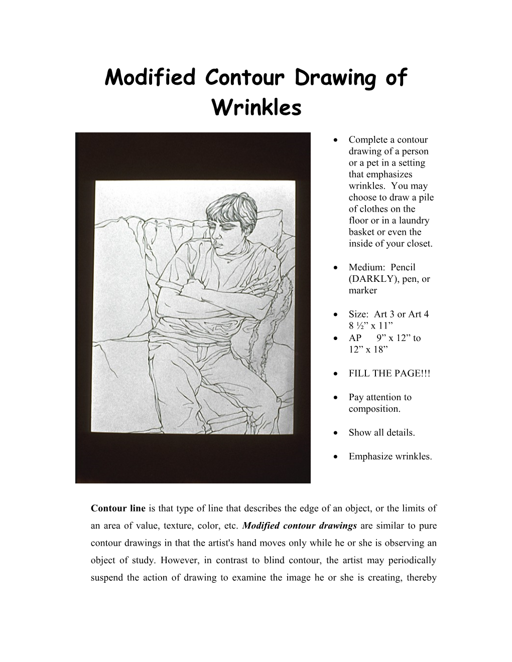 Modified Contour Drawing of Wrinkles