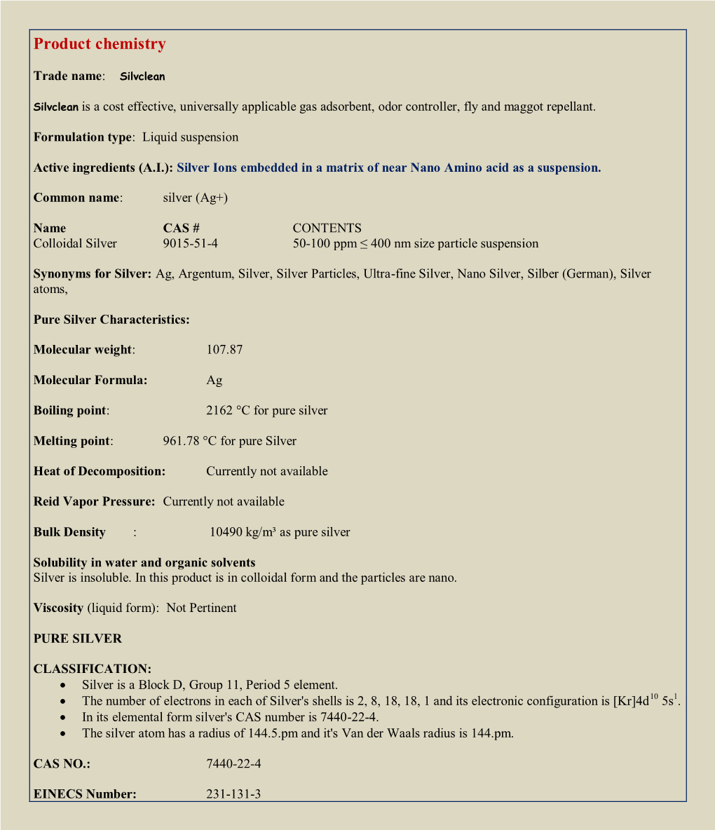 Product Chemistry