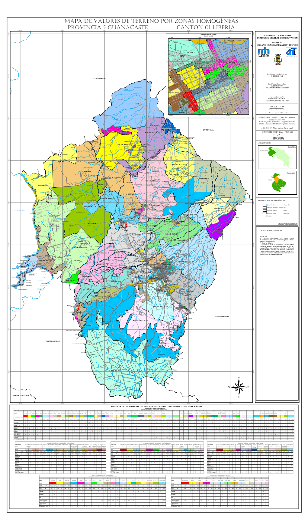 Mapa De Valores De Terreno Por Zonas Homogéneas Provincia 5 Guanacaste Cantón 01 Liberia