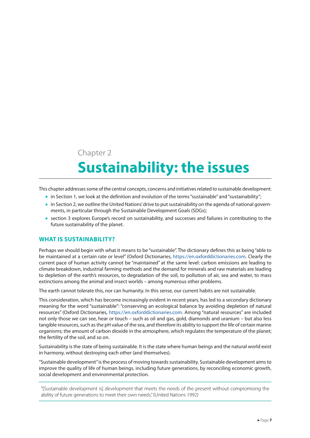 Chapter 2 – Sustainability: the Issues