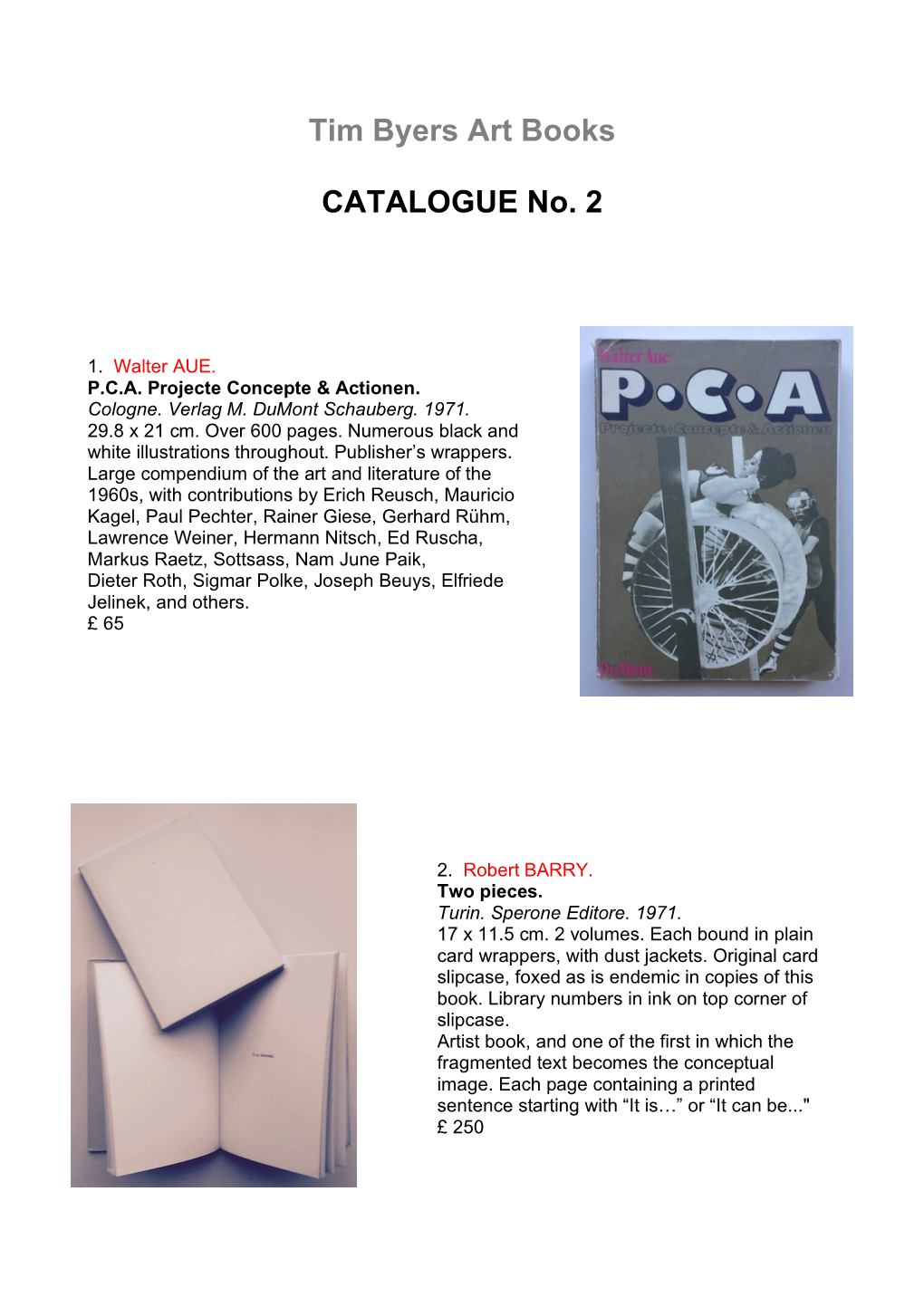 Tim Byers Art Books CATALOGUE No. 2