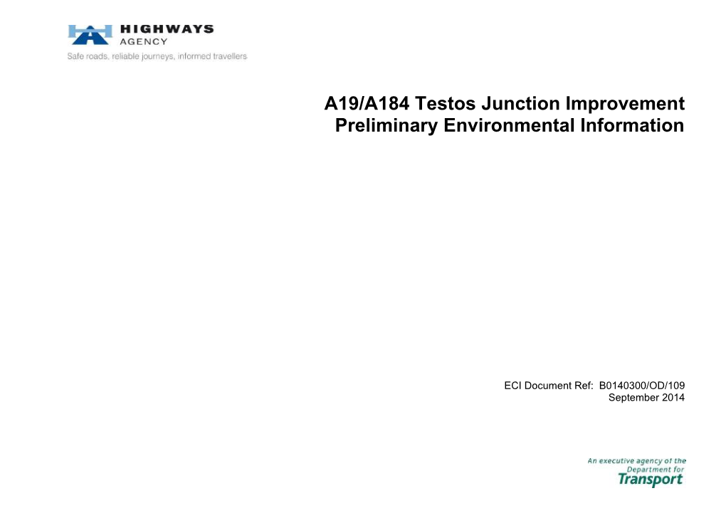 A19/A184 Testos Junction Improvement Preliminary Environmental Information