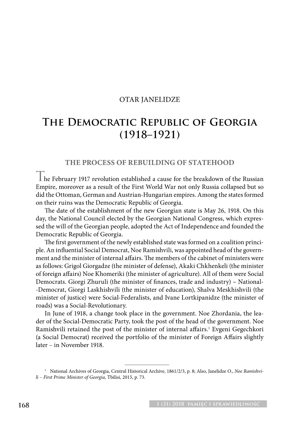 The Democratic Republic of Georgia (1918–1921)