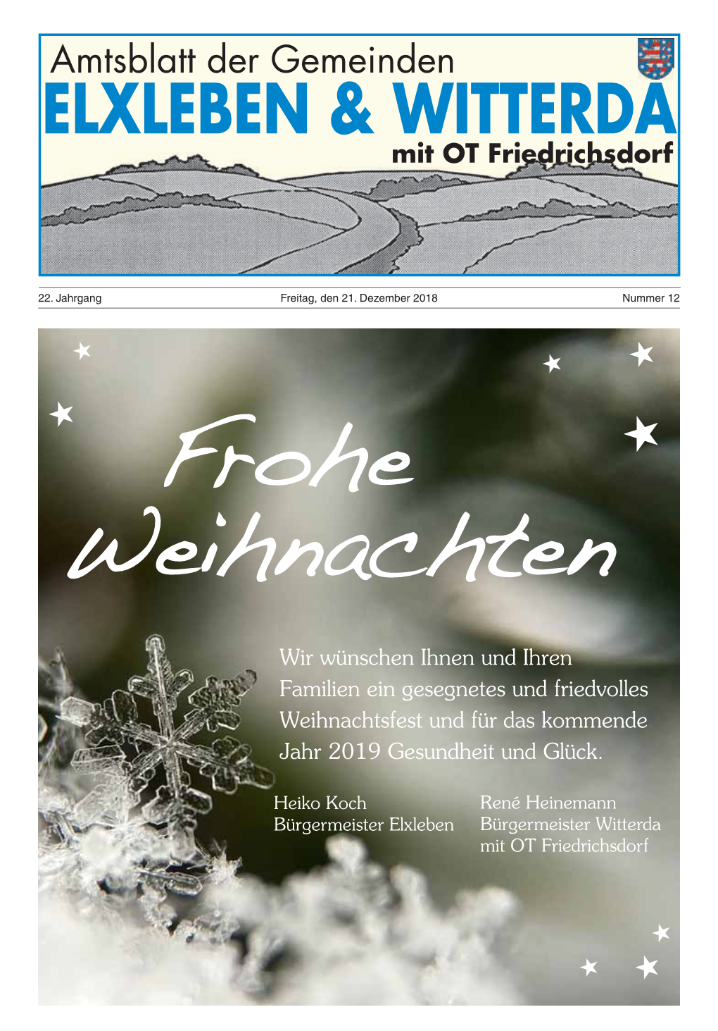 Amtsblatt Der Gemeinden ELXLEBEN & WITTERDA Mit OT Friedrichsdorf