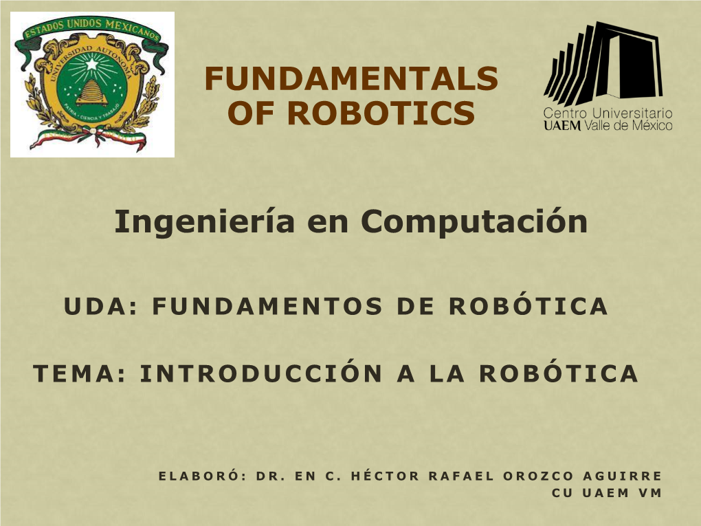 Fundamentals of Robotics