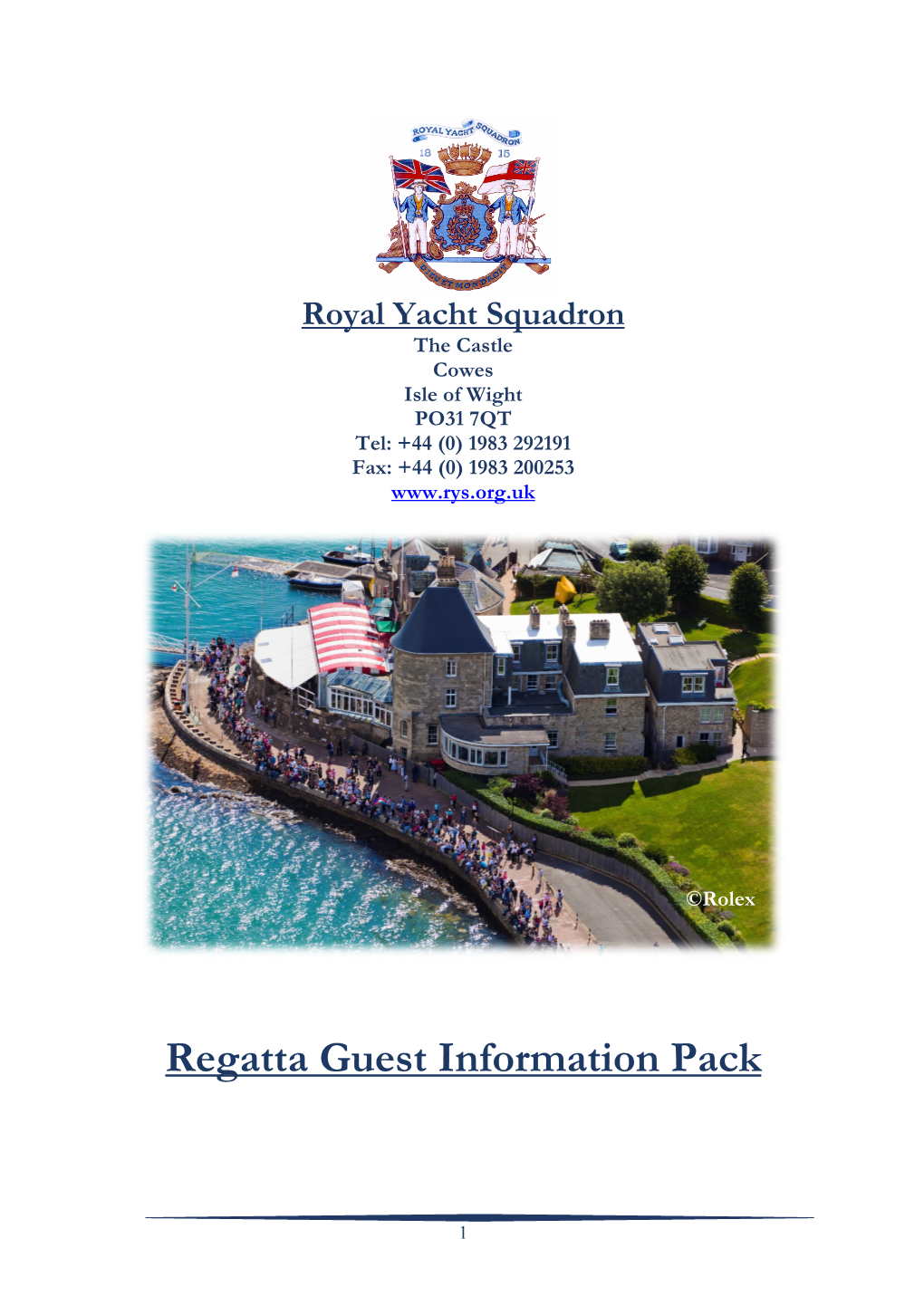 Cowes Regatta Guest Information Pack 2018