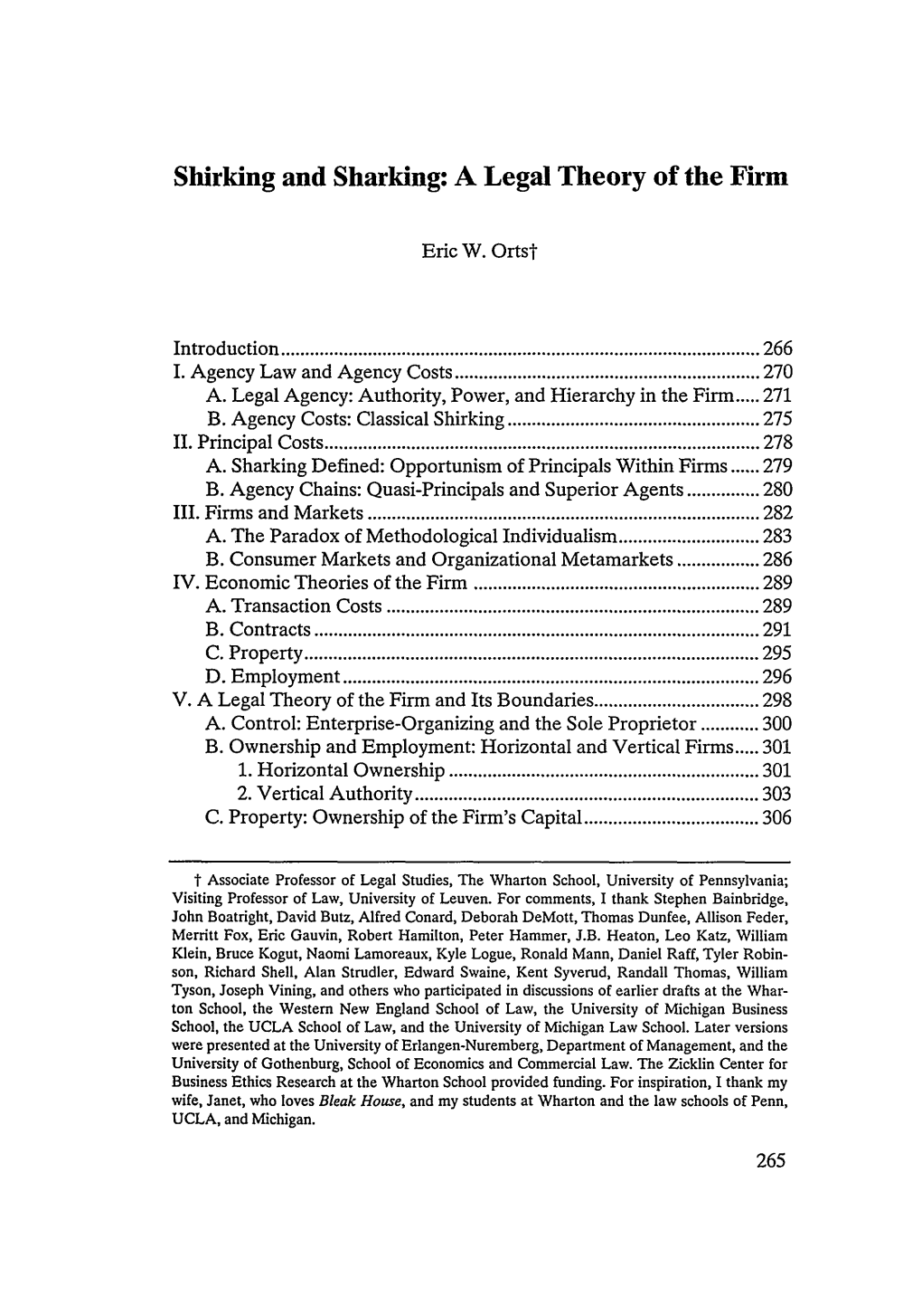 Shirking and Sharking: a Legal Theory of the Firm