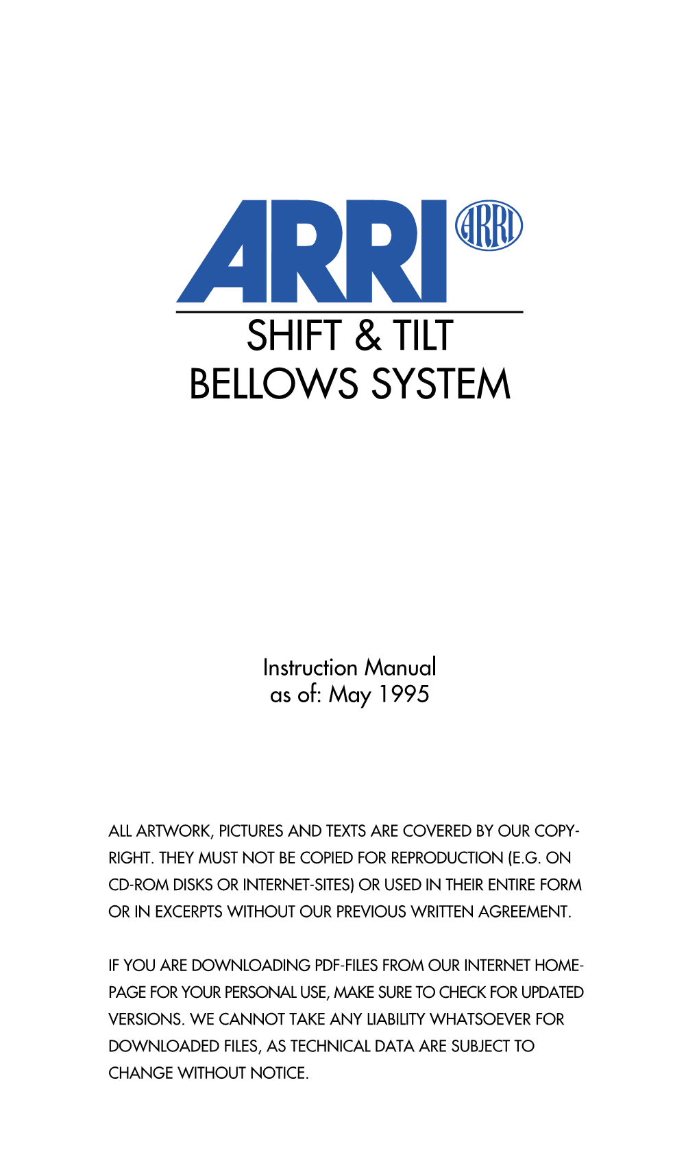 ARRI Shift and Tilt System, Instruction Manual, March 1997, English, 72