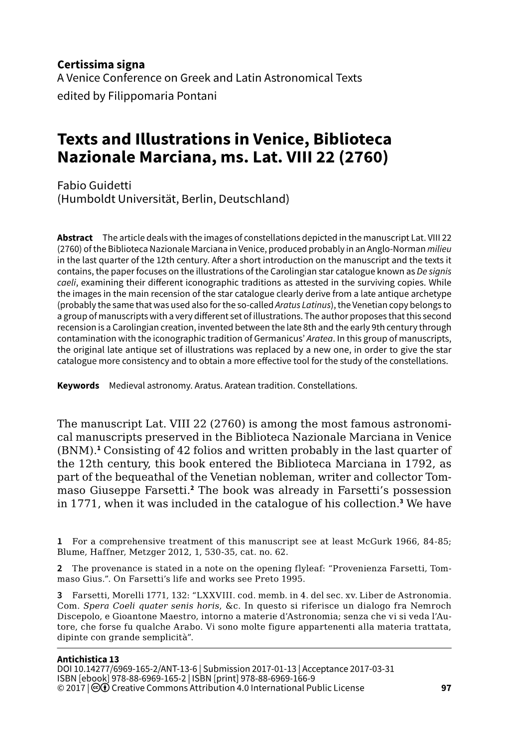 Texts and Illustrations in Venice, Biblioteca Nazionale Marciana, Ms. Lat. VIII 22 (2760)