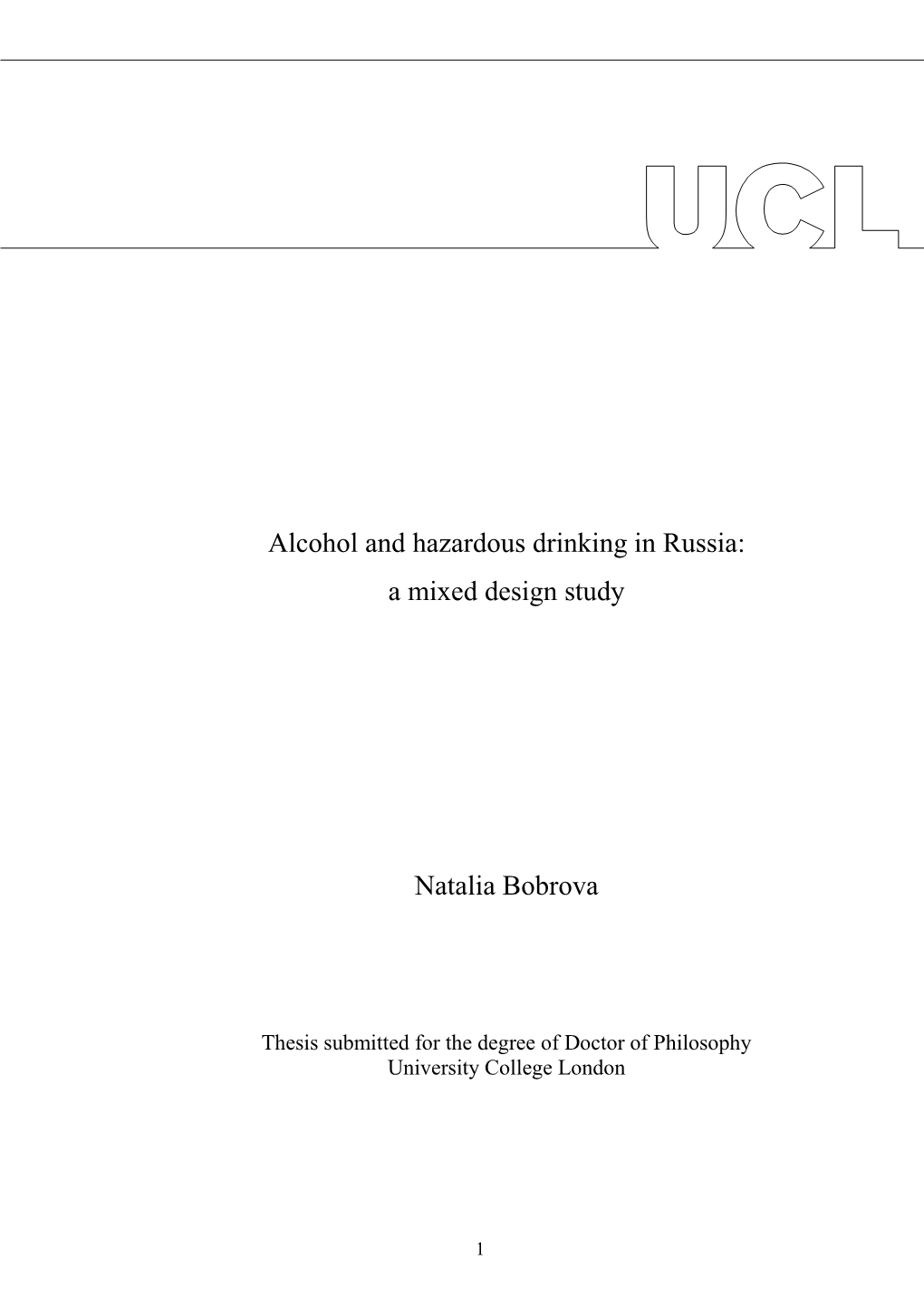 Drinking Patterns in the Russian City of Novosibirsk, with a Specific Focus on Hazardous Drinking